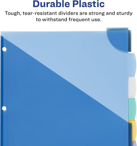 فواصل بلاستيكية للكتابة والمسح من Avery® Corner Lock مع جيوب قابلة للتوسيع، 9-1/4 بوصة × 11-1/4 بوصة، متعددة الألوان، مجموعة من 5 علامات تبويب in Saudi Arabia