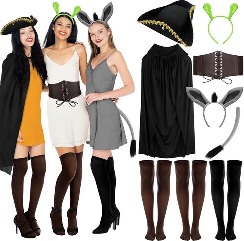 9 قطع من إكسسوارات أزياء الهالوين الثلاثية، زي الغول الأخضر للهالوين، زي حمار، زي تنكري لمجموعة القطط، للنساء البالغات والأصدقاء، والحفلات التنكرية in Kuwait