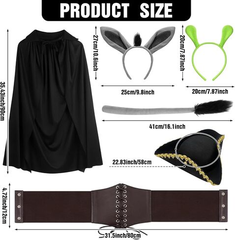 9 قطع من إكسسوارات أزياء الهالوين الثلاثية، زي الغول الأخضر للهالوين، زي حمار، زي تنكري لمجموعة القطط، للنساء البالغات والأصدقاء، والحفلات التنكرية in Kuwait