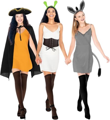 9 قطع من إكسسوارات أزياء الهالوين الثلاثية، زي الغول الأخضر للهالوين، زي حمار، زي تنكري لمجموعة القطط، للنساء البالغات والأصدقاء، والحفلات التنكرية in Kuwait