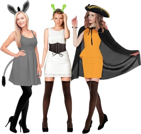 9 قطع من إكسسوارات أزياء الهالوين الثلاثية، زي الغول الأخضر للهالوين، زي حمار، زي تنكري لمجموعة القطط، للنساء البالغات والأصدقاء، والحفلات التنكرية in Kuwait