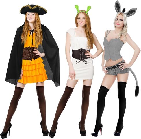 9 قطع من إكسسوارات أزياء الهالوين الثلاثية، زي الغول الأخضر للهالوين، زي حمار، زي تنكري لمجموعة القطط، للنساء البالغات والأصدقاء، والحفلات التنكرية in Kuwait