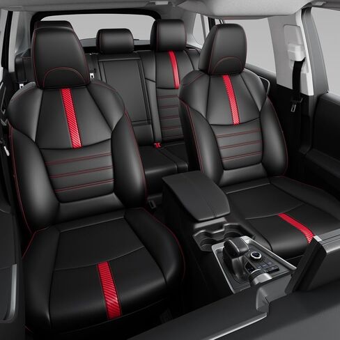 Xipoo Fuel Seat Cover Compatible with 2019-2025 Toyota RAV4 Car Seat Protector Replacement for 2019-2025 Toyota RAV4 Accessories(Compatible with 19-25 RAV4 Fuel,Black+Red Carbon Fiber) in Saudi Arabia