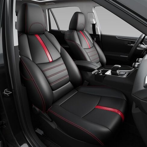 Xipoo Fuel Seat Cover Compatible with 2019-2025 Toyota RAV4 Car Seat Protector Replacement for 2019-2025 Toyota RAV4 Accessories(Compatible with 19-25 RAV4 Fuel,Black+Red Carbon Fiber) in Saudi Arabia