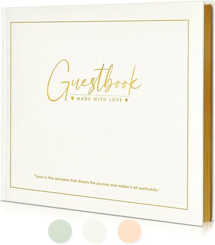 Wedding Guest Book - Guest Book for Wedding Reception, Baby Shower, Birthday, Anniversary and Special Day - Registry Guestbook for Guests to Sign in and Add Photos with 110 Lined Pages (Cream) in Saudi Arabia