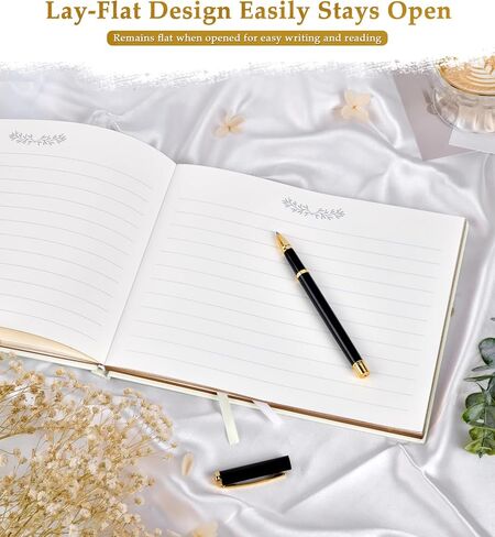 Wedding Guest Book - Guest Book for Wedding Reception, Baby Shower, Birthday, Anniversary and Special Day - Registry Guestbook for Guests to Sign in and Add Photos with 110 Lined Pages (Cream) in Saudi Arabia