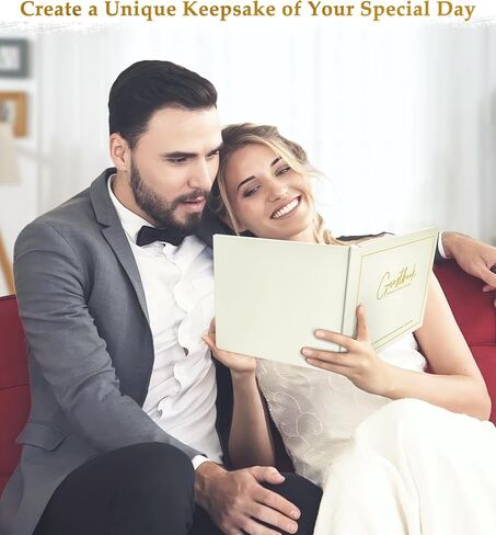 Wedding Guest Book - Guest Book for Wedding Reception, Baby Shower, Birthday, Anniversary and Special Day - Registry Guestbook for Guests to Sign in and Add Photos with 110 Lined Pages (Cream) in Saudi Arabia