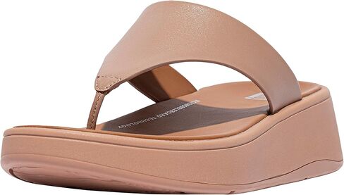 FitFlop™ Women's F-Mode Leather Flatform Toe-Post Sandal, Beige, Size 6 in Saudi Arabia
