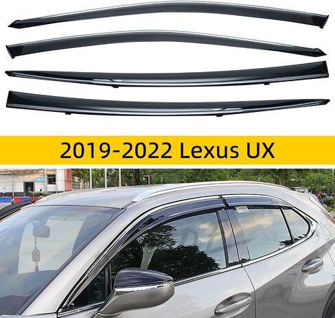 4pcs Smoke Tint With Chrome Trim Window Visors Compatible with 2015-2021 Lexus NX200t NX300 NX300h AZ10 Outside Mount Tape On/Clip On Style PVC Sun Rain Guard Vent in Kuwait