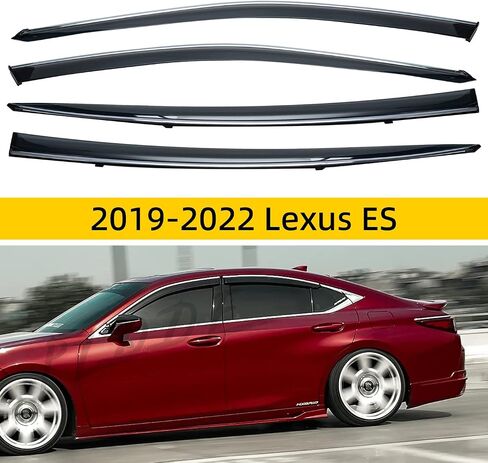 4pcs Smoke Tint With Chrome Trim Window Visors Compatible with 2015-2021 Lexus NX200t NX300 NX300h AZ10 Outside Mount Tape On/Clip On Style PVC Sun Rain Guard Vent in Kuwait