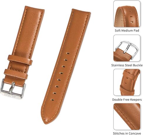 BUREI Leather Watch Band for Men and Women 20mm Top Grain Calf Leather Watch Strap in Saudi Arabia