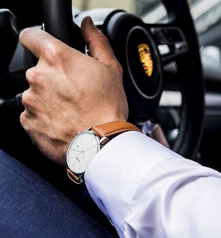 BUREI Leather Watch Band for Men and Women 20mm Top Grain Calf Leather Watch Strap in Saudi Arabia
