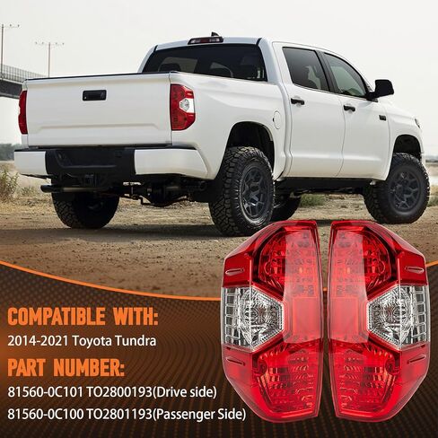 Tail Light Assembly Fit For Toyota Tundra 2014 2015 2016 2017 2018 2019 2020 2021 Rear Left Driver Back Up Side Lens Housing Taillight Cover Replaces 81550-0C101 TO2800193(Lamp Included) in Kuwait