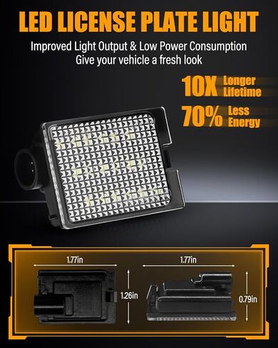 مصباح لوحة ترخيص LED من LESAUCE لشاحنة بيك اب دودج دورانجو 2014-2023، 6000 كلفن أبيض، 18 SMD، استبدال مجموعة مصابيح العلامات، التوصيل والتشغيل، حزمة من 2 in Kuwait