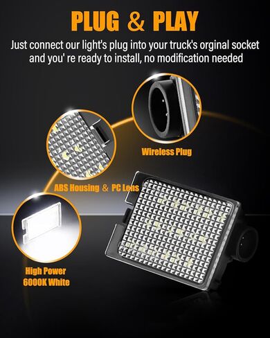 مصباح لوحة ترخيص LED من LESAUCE لشاحنة بيك اب دودج دورانجو 2014-2023، 6000 كلفن أبيض، 18 SMD، استبدال مجموعة مصابيح العلامات، التوصيل والتشغيل، حزمة من 2 in Kuwait