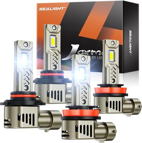 لمبة SEALIGHT H11، 34000LM 6500K أضواء نهارية بيضاء باردة مع مروحة تبريد، مقاس 1:1 مصابيح ضباب H8 H9 H16، 3 دقائق Plug-N-Play، حزمة من 2 in Saudi Arabia
