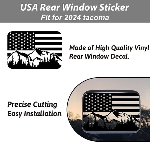 Zhizhong Rear Middle Window Decal Compatible with 2024 Toyota Tacoma, American Flag Back Center Sliding Window Glass Vinyl Sticker in Saudi Arabia