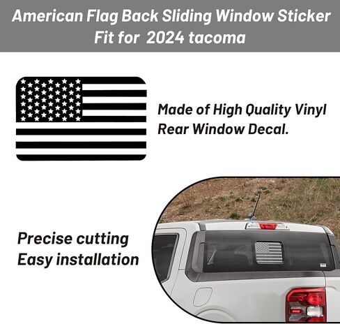 Zhizhong Rear Middle Window Decal Compatible with 2024 Toyota Tacoma, American Flag Back Center Sliding Window Glass Vinyl Sticker in Saudi Arabia