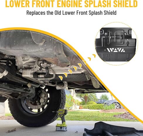 واقي سبلاش أمامي سفلي أسود للمحرك FL3Z-5D032-D متوافق مع 2018-2022 Ford F-150 (بديل للمركبات ذات لوحة انزلاقية مثبتة في المصنع) in Kuwait