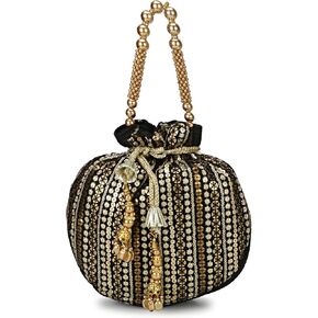 LONGING TO BUY Handcrafted Pearl and Bead Embellished Potli Bag, Potli Bag For Women