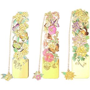 Exquisite Flower Metal Bookmarks, Unique 3PCS Delicate Flower Art Bookmarks for Women Book Lovers,Birthday Gifts,Mother's Day,Christmas,Teacher Appreciation Gifts
