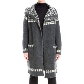 Max Studio Women's Fairisle Long Sleeve Open Front Long Sweater Knit Cardigan