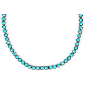 Vintage Tennis Turquoise Necklace for Women Gemstone Retro Boho Antique Choker Indian Jewelry Gift for Her Handmade Feroza Chain Pendant Vintage Tennis Turquoise Necklace Feroza Beads Bracelet Natural Stone Minimalist Earring Jewelry Handmade Diamond Boho