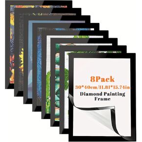 2Pcs Diamond Art Frames, 30x40 cm Frames for Diamond Painting Pictures, Magnetic Self-Adhesive, Suits for Wall Window Door