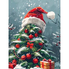 Ginfonr DIY Diamond Art Kits for Adults, Christmas Day Diamond Painting for Adults, Diamond Art Landscape Full Drill, Diamond Art Kits Embroidery Rhinestone Craft for Home Wall Decor 12 * 16 Inch8190