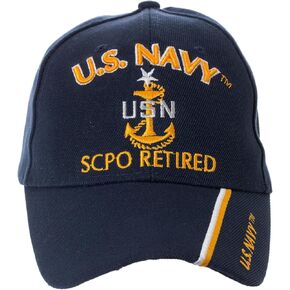 U.S. Navy SCPO Retired Baseball Cap USN Navy Veteran Hat Blue Embroidered 3D