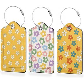 3 Pack Luggage Tags,Pink Leopard Print Skin PU Leather Luggage Tags for Suitcase,Name ID Labels with Privacy Cover Suitcases and Metal Loop for Travel Bag Suitcase