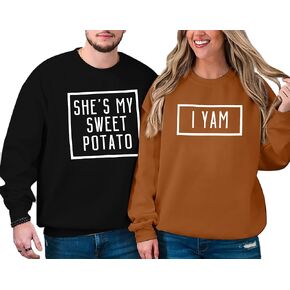 BANGELY She's My Sweet Potato I Yam Sweatshirt Couples Thanksgiving Matching Sweater for Husband and Wife Long Sleeve Tops