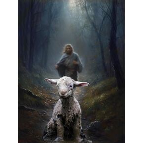 Betepefet DIY 5D Diamond Art Kits Painting for Adults Jesus and Lamb Jesus Chasing After Lamb Picture Religious Christian(2) 30x40cm/11.7x15.8inches