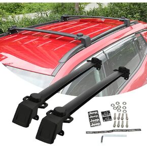 PARTOL Compass Cross Bars Roof Rack Crossbar for Jeep Compass 2017 2018 2019 2020 2021 2022/All-NEW-5-dr SUV with Side Rails, Aluminum Roof Rail Luggage Rack Cargo Carrier for Canoe Kayak Bike
