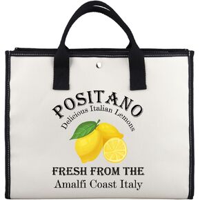 Zuo Bao Amalfi Coast Tote Bag Lemon Lover Gift Positano Delicious Italian Lemons Canvas Shopping Bag Traveler Gift