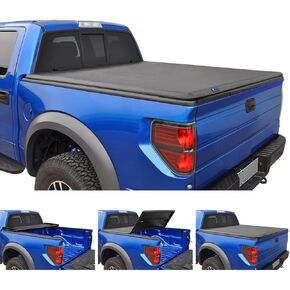 Tyger Auto T3 Tri-Fold Truck Tonneau Cover TG-BC3D1013 Works with 2005-2011 Dodge Dakota 2006-2008 Mitsubishi Raider | Fleetside 5.3' Bed | Fit Models Without Utility Track System,Black