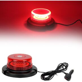 Red Forklift Beacon Strobe Lights, 12-24V 16 Flashing Modes 48 LED Warning Safety Lights with Magnetic Base, Traffic Lights for Construction Vehicles, Trucks, Golf Carts, Snow Plow (Red, 1Pc)