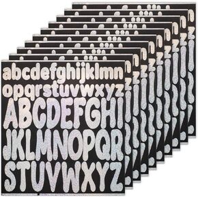 520pcs Letter Stickers, 10 Sheets 1inch Lowercase and 2inch Uppercase Self Adhesive Alphabet Decals Waterproof Vinyl Stick on Letter Labels for Scrapbooking Mailbox Poster Crafts (Silver Glitter) in Saudi Arabia