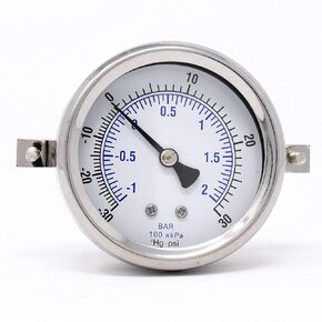PIC Gauge 213D-254R 2.5" Dial, 0/5000 psi Range, 1/4" Male NPT Connection Size, U-Clamp Panel Mount Dry Pressure Gauge with a Stainless Steel Case, Brass Internals, Removable Stainless Steel Bezel, and Glass Lens