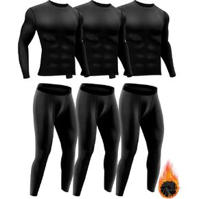 3 Set Winter Thermal Underwear for Men Cold Weather Fleece Lined Top Bottom for Hunting Gear Sport in Kuwait