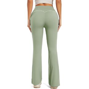 SEASUM Flare Leggings for Women Exposed Contour Stitching Bell Bottom High Waisted Soft Active Contrast-Trim Flared Trousers