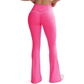 SEASUM Flare Leggings for Women Exposed Contour Stitching Bell Bottom High Waisted Soft Active Contrast-Trim Flared Trousers in Kuwait