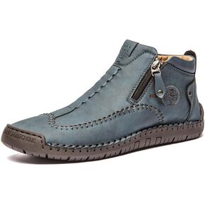 men's casual outdoor short boots - hand sewn classic boots with fashionable side zipper decoration, perfect for outdoor enthusiasts and activities