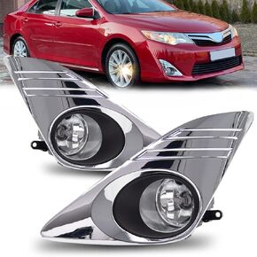 Driving Fog Lights Lamps Assembly for 2012 2013 2014 Toyota Camry Fog Light Replacement with H11 Bulbs & Switch and Wiring Kit-Black Bezels