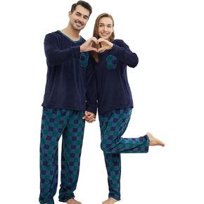 Matching Pajamas for Couples, Mens and Womens Buffalo Plaid Pajamas Set Long Sleeve Pjs Soft Warm