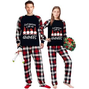 Plus Size Couple Christmas Matching Pajamas Set Black White Red Plaids Pajamas Sets for Couples