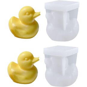 2pcs 3D Duck Candle Mold Duck Silicone Mold for Fondant, Chocolate, Dessert, Cake Decor, Soap, Bath Bomb, Polymer Clay, Plaster Ornament, Resin Art
