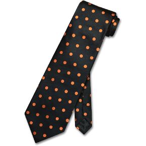 Vesuvio Napoli NeckTie BLACK w/ORANGE Polka Dots Design Men's Neck Tie
