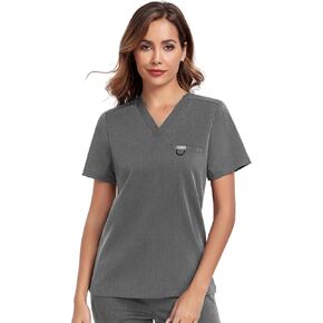 COMENII Scrubs for Women, 1 Chest Pocket V-Neck Tailored Fit Workwear, Easy Care Medical Scrub Tops Women