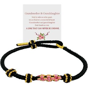 To My Granddaughter Bracelet from Grandmom Granddaughter Bracelet from Nana "A Link That Can Never Be Undone" Peach Blossom Bracelet Braided Bracelet to Granddaughter Present for Granddaughter